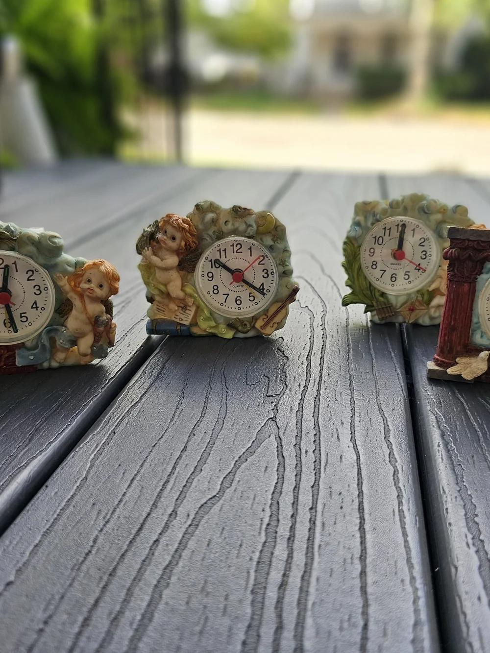 Lot of 5 Vintage 1990s Miniature Cherub / Angel Quartz Desk Clocks